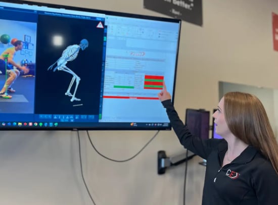 Movement data screenshot from high-speed camera analysis